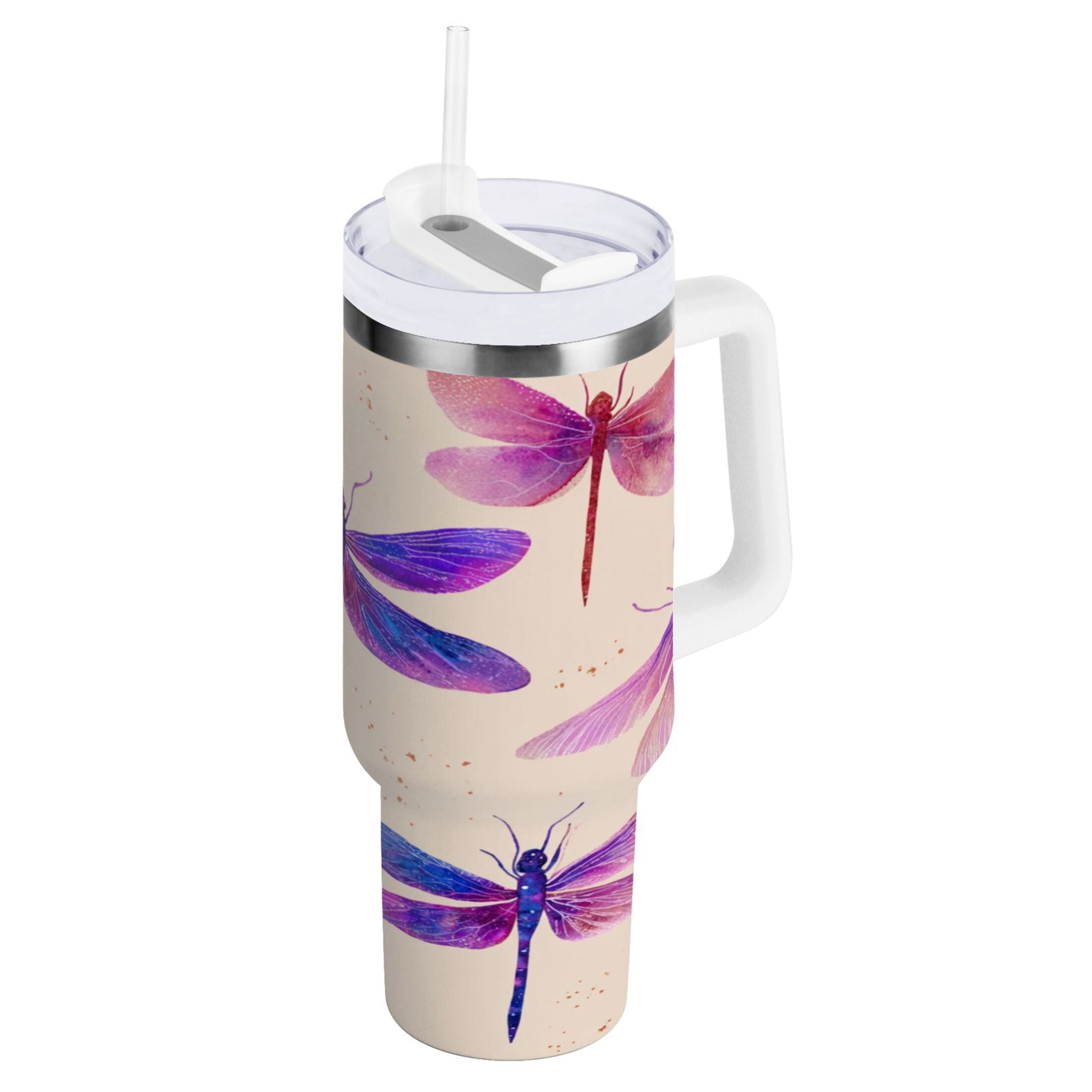 40 oz Stainless Steel Tumbler Vacuum Insulated Leak Proof Stainless Steel Coffee Cup Water Bottles Beautiful Purple Dragonfly