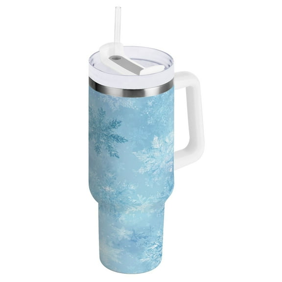 40 oz Stainless Steel Tumbler Vacuum Insulated Leak Proof Stainless Steel Coffee Cup Water Bottles Blue Snowflakes