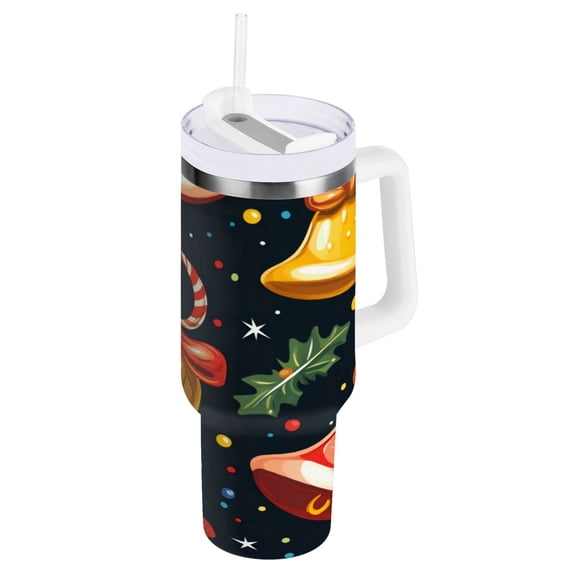 40 oz Stainless Steel Tumbler Vacuum Insulated Leak Proof Stainless Steel Coffee Cup Water Bottles Christmas Bell