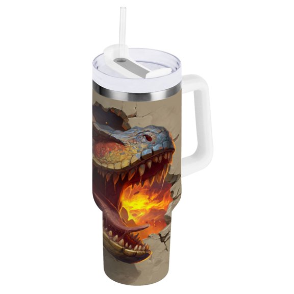 40 oz Stainless Steel Tumbler Vacuum Insulated Leak Proof Stainless Steel Coffee Cup Water Bottles Dinosaur Icon Design