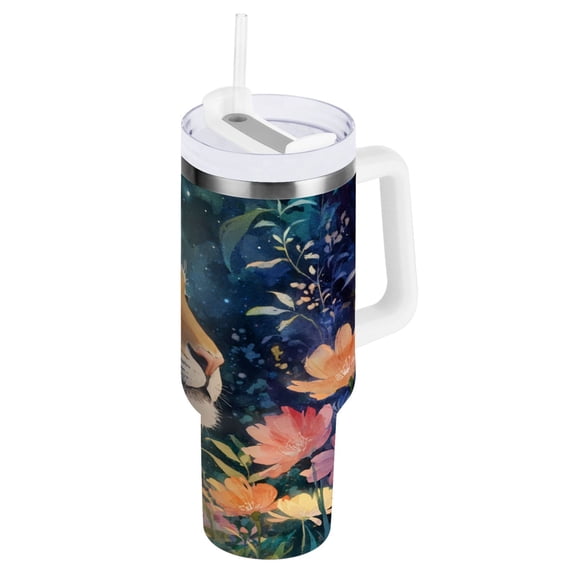 40 oz Stainless Steel Tumbler Vacuum Insulated Leak Proof Stainless Steel Coffee Cup Water Bottles Night Tiger