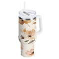 thumbnail image 1 of 40 oz Stainless Steel Tumbler Vacuum Insulated Leak Proof Stainless Steel Coffee Cup Water Bottles Super Cute Orange Flower, 1 of 9