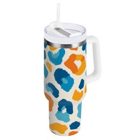 40 oz Stainless Steel Tumbler Vacuum Insulated Leak Proof Stainless Steel Coffee Cup Water Bottles Vector Blue Spot Pattern