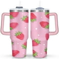thumbnail image 1 of 40 oz Strawberry Cute Cup with Handle Double Wall Vacuum Insulation Travel Mug Gift for Travel Commuting, 1 of 7