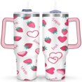 thumbnail image 1 of 40 oz Strawberry Cute Cup with Handle Vacuum Insulated Travel Coffee Mug Gift for Birthday Christmas Halloween, 1 of 7