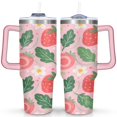 thumbnail image 1 of 40 oz Strawberry Travel Mug with Handle Vacuum Insulated Travel Coffee Mug Gift for Women Men, 1 of 7