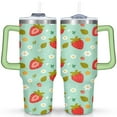 thumbnail image 1 of 40 oz Strawberry Tumbler with Handle Double Wall Vacuum Insulation Travel Coffee Mug Gift for Women Men, 1 of 7