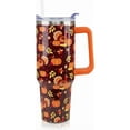 thumbnail image 1 of 40 oz Thanksgiving Tumbler with Handle and Straw, Stainless Steel Insulated Fall Turkey Tumbler 40 oz, Reusable Cup with Leak Proof Lid, Thanksgiving Gifts for Women (off white orange), 1 of 6