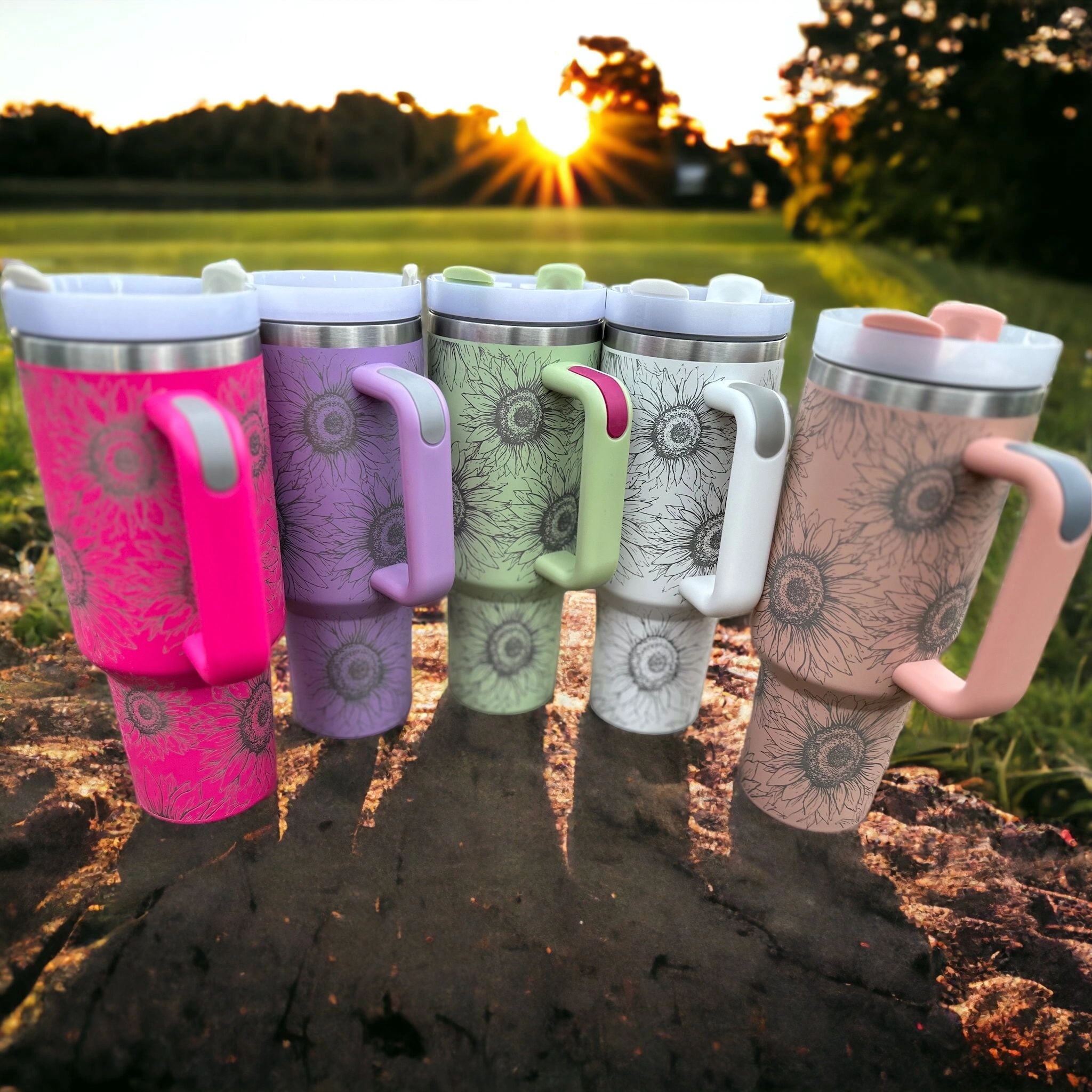 40 oz. Tumbler - Custom Laser Engraved Full Wrap - Sunflower 40oz ...