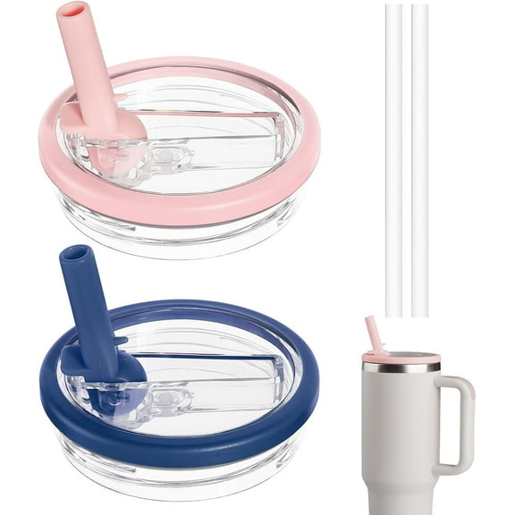 40 oz Tumbler Flip Straw Cup Lids Replacement for Stanley Quencher, 2 Pack