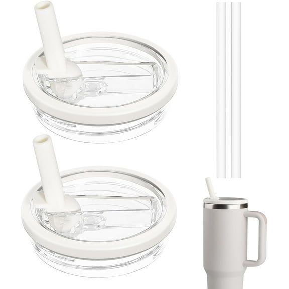 40 oz Tumbler Flip Straw Cup Lids Replacement for Stanley Quencher, 2 Pack