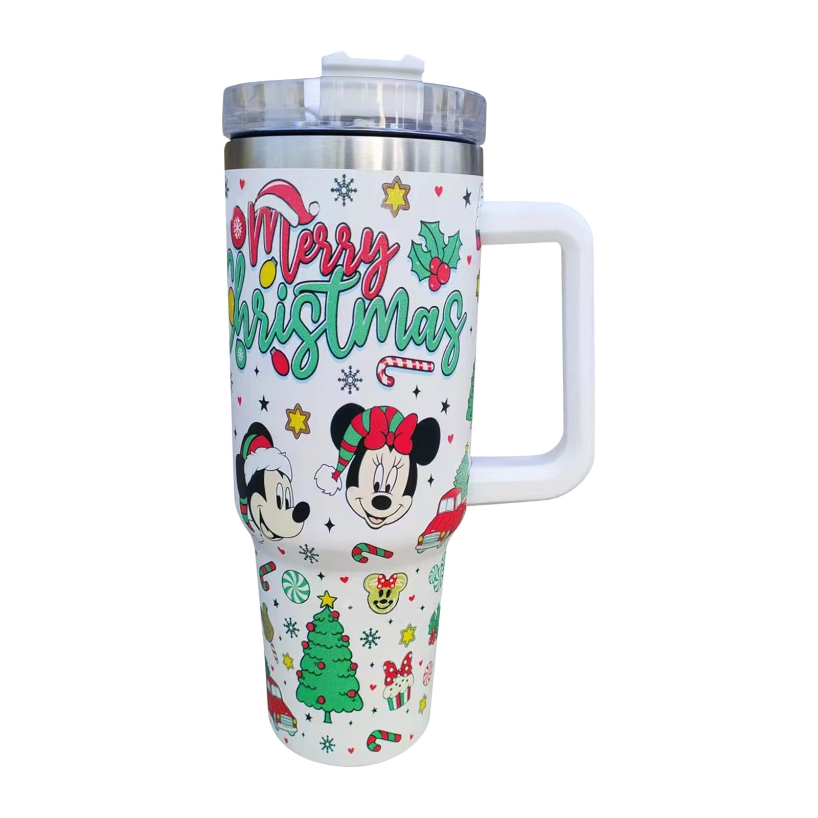 40 oz Tumbler with Handle and Lid, Christmas Tumbler Cup Double Wall