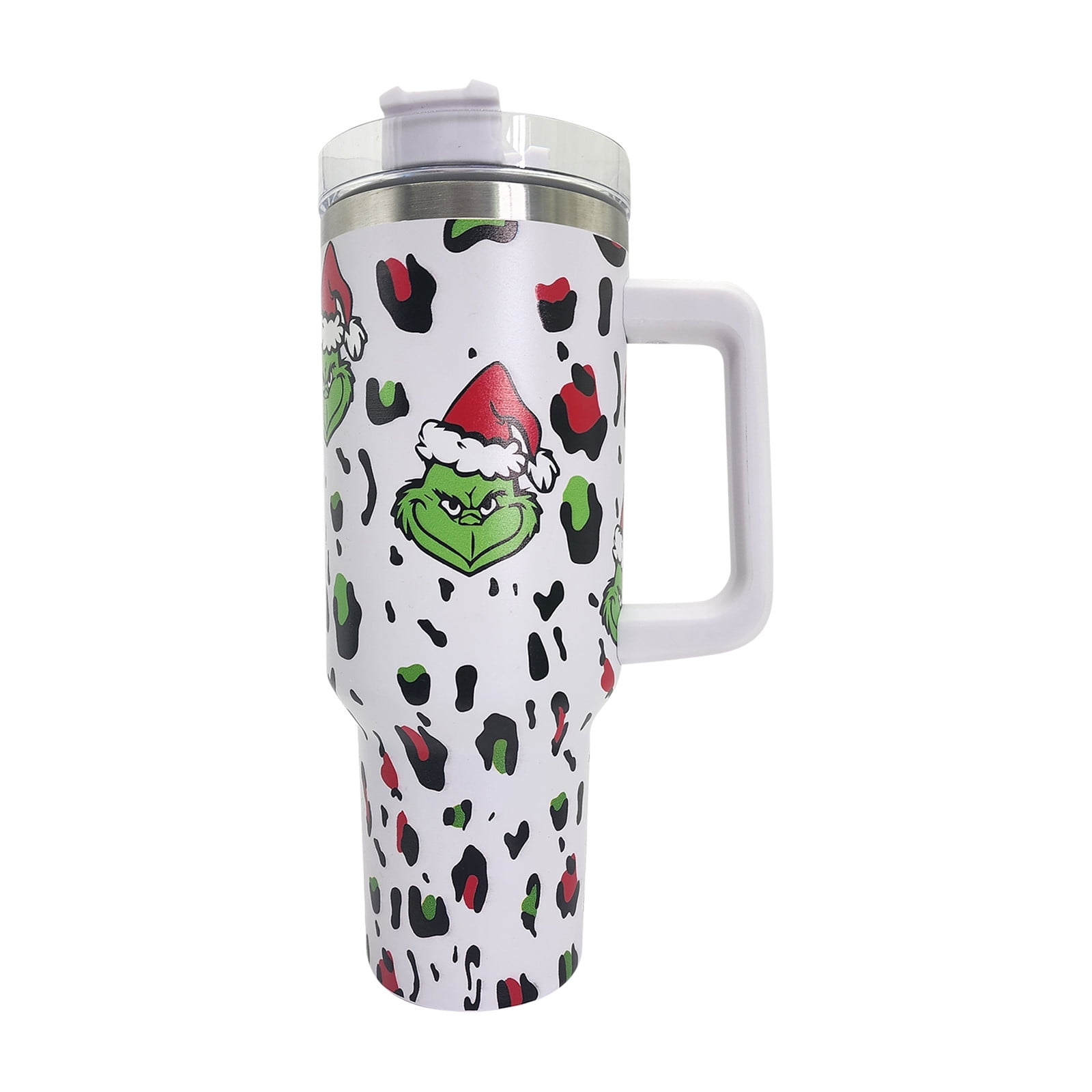 Grinch Tumbler | Personalized 40oz Tumbler with Handle and Straw | Stainless Steel Insulated Cup | Travel Cup | Double Wall Coffee Cup for Hot and