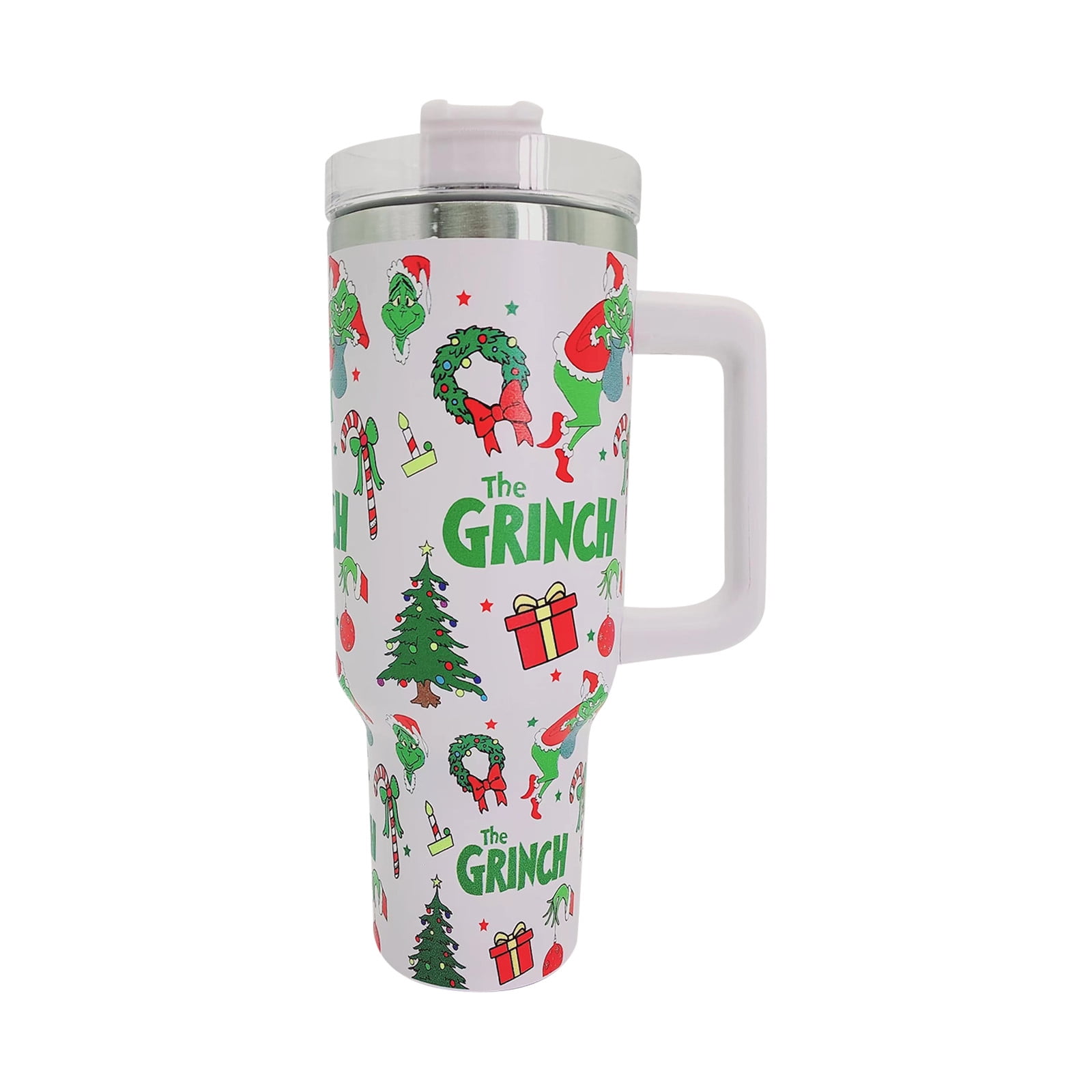 40 oz Tumbler with Handle and Lid, Grinch Tumbler Grinch Cup Stainless  Steel Travel Mug Water Bottle Cup, Reusable Insulated Splashproof Grinch  Cup