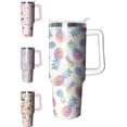 thumbnail image 1 of 40 oz Tumbler with Handle Pineapple Printed Large Insulated Tumblers with Straw and Lid, Reusable Stainless Steel Coffee cup Travel Mug for Hot and Cold Drinks Gift for Women, 1 of 6