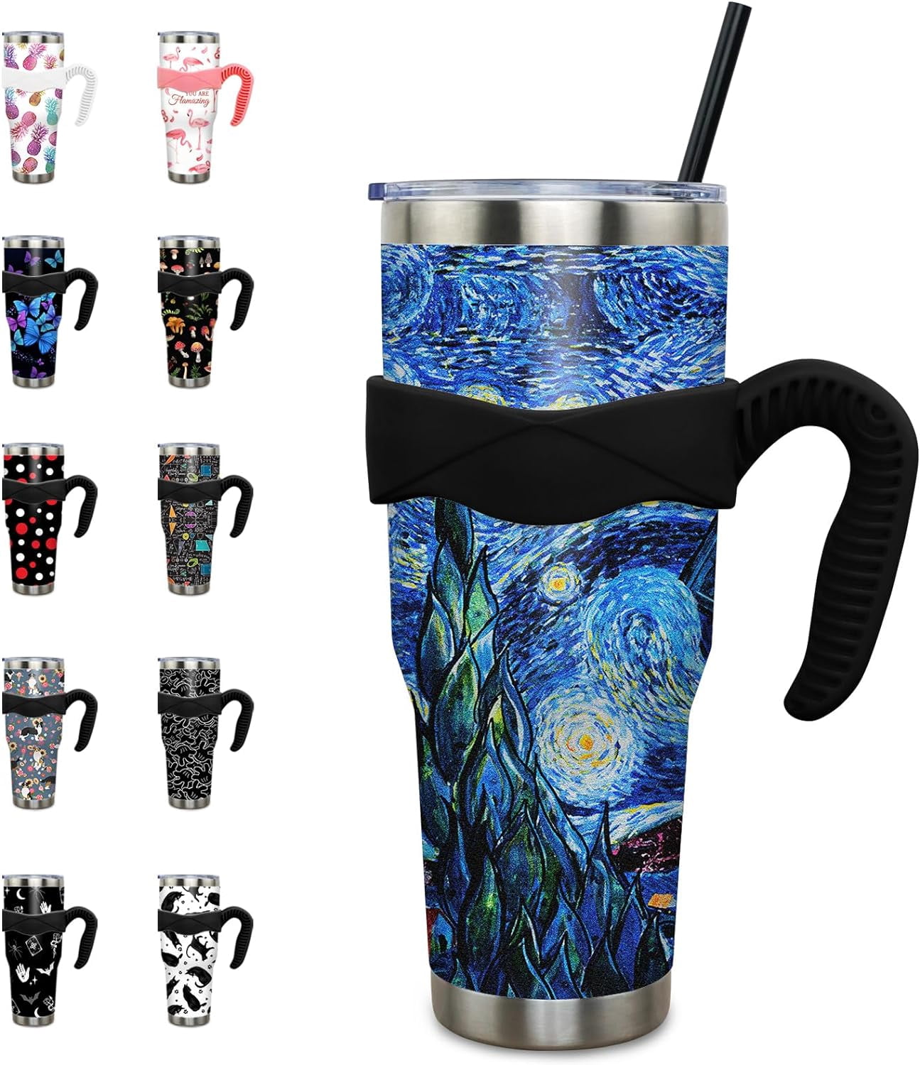 Temolulu 40 Oz Tumbler with Handle and Straw