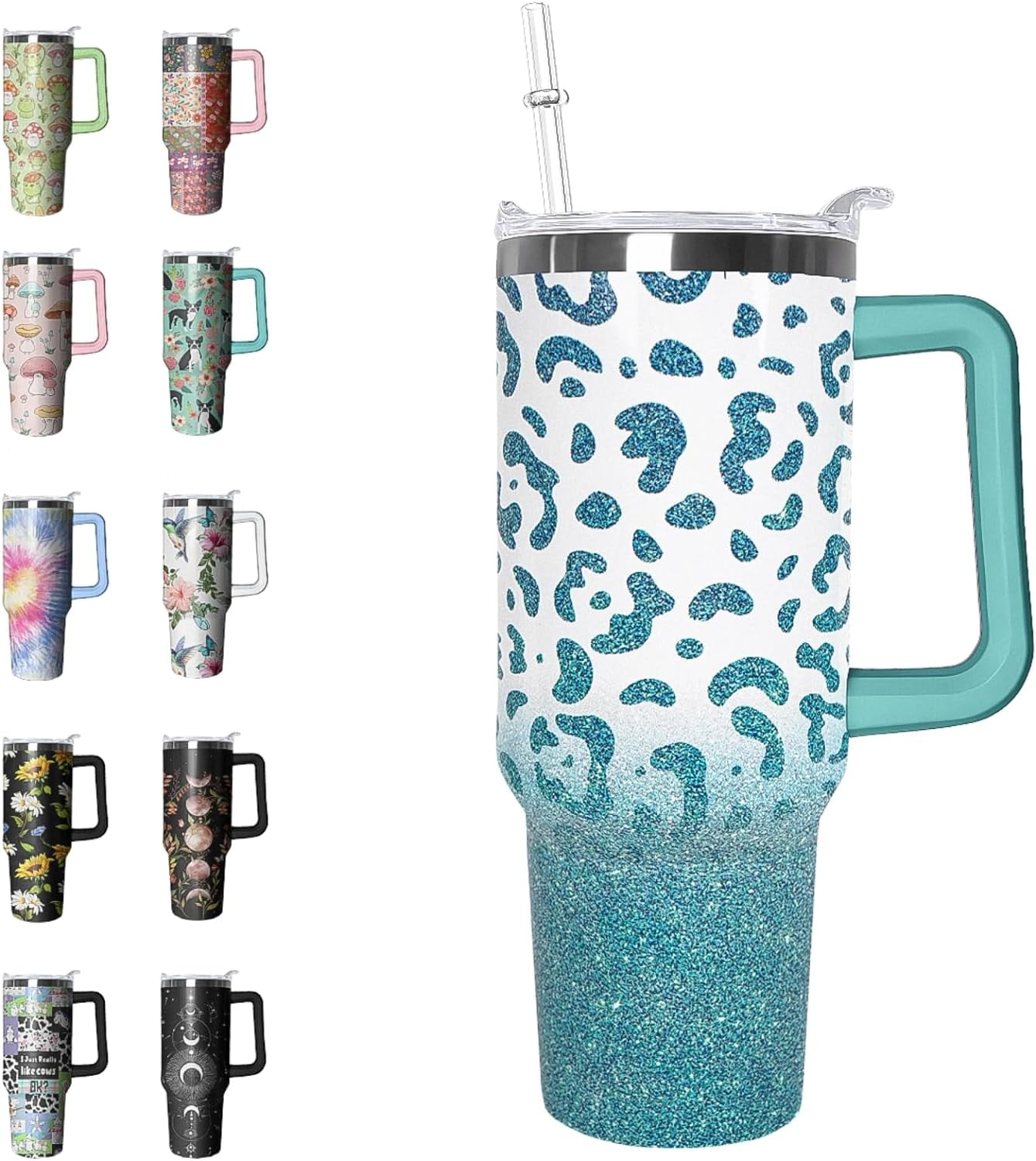 40 oz Tumbler with Handle and Straw Leak Proof Tumbler 40 oz Insulated