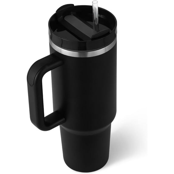 40 oz Tumbler with Handle Straw Lid Insulated Stainless Steel Vacuum Reusable Keep Drinks Cold Coffee Cup Holder Friendly Gifts for Lover Women Mother Travel Gym Car