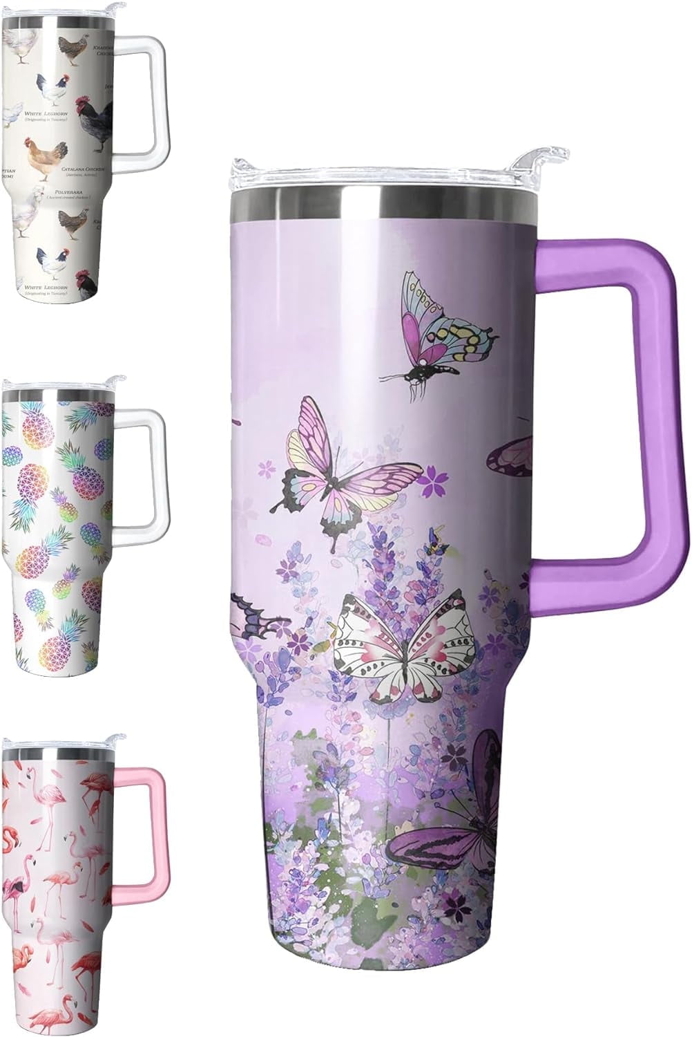 Equoza Funny 40oz Tumbler With Handle - Stainless Steel Vacuum Insulated Travel Mug With Lid & Straw (No Filter Warning Sign)