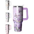 thumbnail image 1 of 40 oz Tumbler with Handle and Straw Lid Purple Butterfly Double Wall Vacuum Drinks Hot or Cold Water Bottle Reusable Stainless Steel Travel Mug Gift for her, 1 of 6