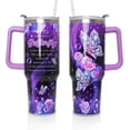 thumbnail image 1 of 40 oz Tumbler with Handle and Straw Lid, Purple Butterfly Insulated Cup, Double Vacuum Leak Proof Coffee Travel Mug, Flower Stainless Steel Water Bottle Gifts for Women Girls, 1 of 6