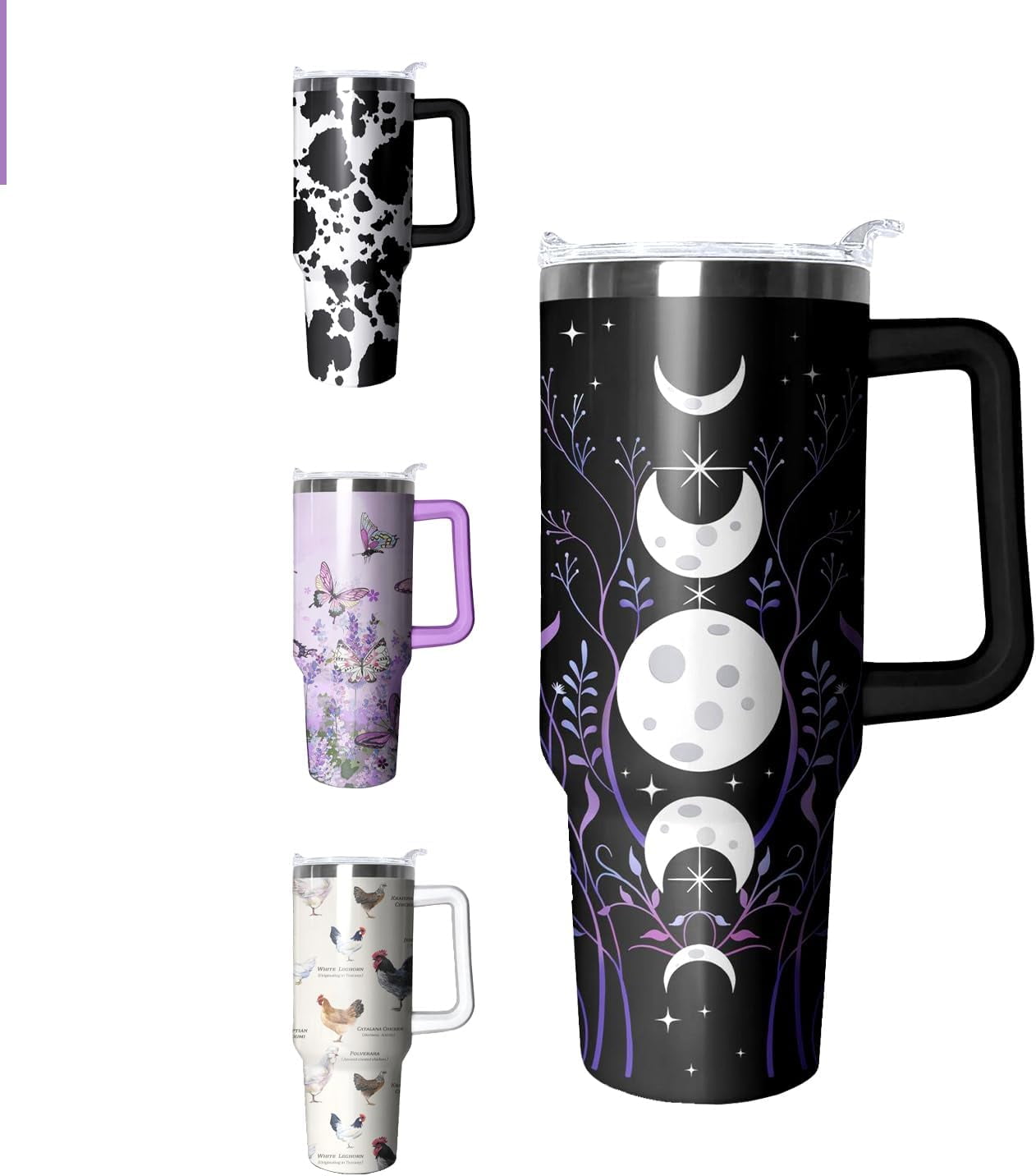 40 oz Tumbler with Handle and Straw Stainless Steel Goth Sailor Moon and Star Printed Water
