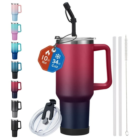 40 oz Tumbler with Handle and Straw,Stainless Steel Insulated Cup,100% Leak-proof Travel Coffee Mug for Hot and Cold Beverage,Water Bottle for Office Gym Car Metal Cup