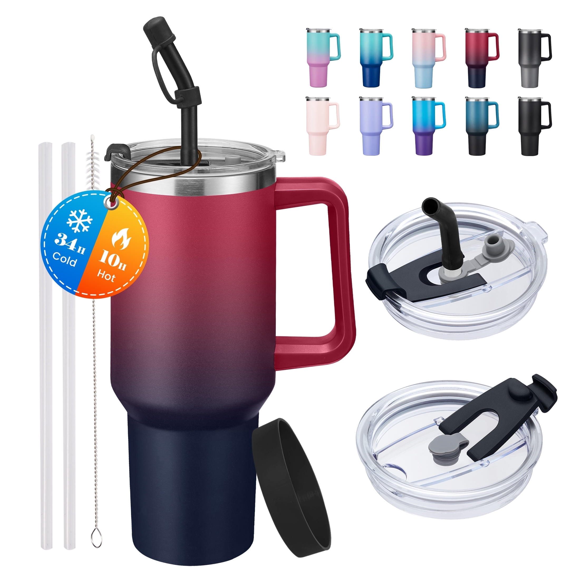 40 oz Tumbler with Handle and Straw,Stainless Steel Insulated Cup,100%  Leak-proof Travel Coffee Mug for Hot and Cold Beverage,Water Bottle for  Office ...