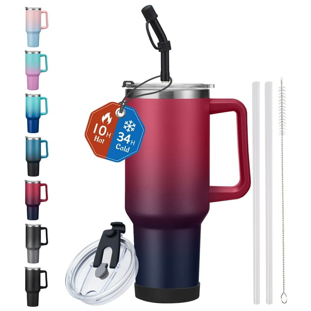40 oz Tumbler with Handle and Straw