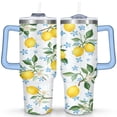 thumbnail image 1 of 40 oz Tumbler Lemon with Handle Stainless Steel Travel Cup Leak Resistant Travel Cups Car Cup Holder Friendly for Gym Travel Office, 1 of 7