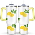 thumbnail image 1 of 40 oz Tumbler Lemon with Handle Vacuum Insulated Travel Cup SpillProof Mug Car Cup Holder Friendly for Travel Commuting, 1 of 7