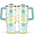 thumbnail image 1 of 40 oz Tumbler Pineapple with Handle Stainless Steel Travel Mug SpillProof Cup Car Cup Holder Friendly for Gym Travel Office, 1 of 7