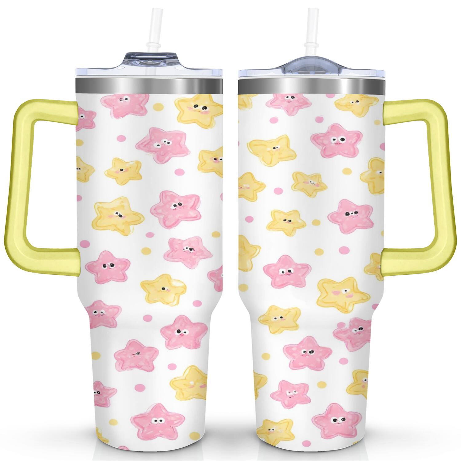 40 oz Tumbler Starfish with Handle Stainless Steel Water Bottle Leak Resistant Cup Car Cup Holder Friendly for Travel Commuting