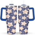 thumbnail image 1 of 40 oz Tumbler Starfish with Handle Vacuum Insulated Travel Cup SpillProof Cup Car Cup Holder Friendly for Gym Travel Office, 1 of 7
