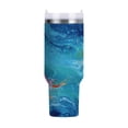 thumbnail image 1 of 40 oz Tumbler With Handle Stainless Steel Insulated Tumbler With Lid for Car Cup Holder Blue Vortex, 1 of 9