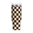 thumbnail image 1 of 40 oz Tumbler With Handle Stainless Steel Insulated Tumbler With Lid for Car Cup Holder Brown and Cream Checkered, 1 of 9