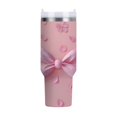 thumbnail image 1 of 40 oz Tumbler With Handle Stainless Steel Insulated Tumbler With Lid for Car Cup Holder Butterfly Knot Decoration, 1 of 9