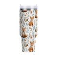 thumbnail image 1 of 40 oz Tumbler With Handle Stainless Steel Insulated Tumbler With Lid for Car Cup Holder Cute Watercolor Animal Pattern, 1 of 9