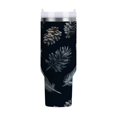 thumbnail image 1 of 40 oz Tumbler With Handle Stainless Steel Insulated Tumbler With Lid for Car Cup Holder Deep Gray Feathers and Pinecones, 1 of 9