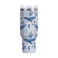 thumbnail image 1 of 40 oz Tumbler With Handle Stainless Steel Insulated Tumbler With Lid for Car Cup Holder Detailed Sea Life Illustration, 1 of 9