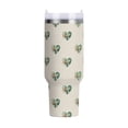 thumbnail image 1 of 40 oz Tumbler With Handle Stainless Steel Insulated Tumbler With Lid for Car Cup Holder Emerald Green Hearts Pattern, 1 of 9