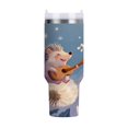 thumbnail image 1 of 40 oz Tumbler With Handle Stainless Steel Insulated Tumbler With Lid for Car Cup Holder Hedgehog Playing The Violin, 1 of 9