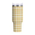 thumbnail image 1 of 40 oz Tumbler With Handle Stainless Steel Insulated Tumbler With Lid for Car Cup Holder Light Yellow and White Gingham, 1 of 9