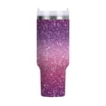 thumbnail image 1 of 40 oz Tumbler With Handle Stainless Steel Insulated Tumbler With Lid for Car Cup Holder Pink and Purple Glitter Pattern, 1 of 9
