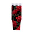 thumbnail image 1 of 40 oz Tumbler With Handle Stainless Steel Insulated Tumbler With Lid for Car Cup Holder Red Roses Pattern, 1 of 9