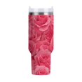 thumbnail image 1 of 40 oz Tumbler With Handle Stainless Steel Insulated Tumbler With Lid for Car Cup Holder Seamless Pattern with Pink Rose, 1 of 9