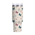 thumbnail image 1 of 40 oz Tumbler With Handle Stainless Steel Insulated Tumbler With Lid for Car Cup Holder Simple Butterflies and Flowers, 1 of 9