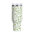 thumbnail image 1 of 40 oz Tumbler With Handle Stainless Steel Insulated Tumbler With Lid for Car Cup Holder Small Green Rose Pattern, 1 of 9