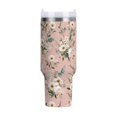 thumbnail image 1 of 40 oz Tumbler With Handle Stainless Steel Insulated Tumbler With Lid for Car Cup Holder Small White and Pink Flowers, 1 of 9