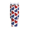 thumbnail image 1 of 40 oz Tumbler With Handle Stainless Steel Insulated Tumbler With Lid for Car Cup Holder Stripes Heart Pattern, 1 of 9